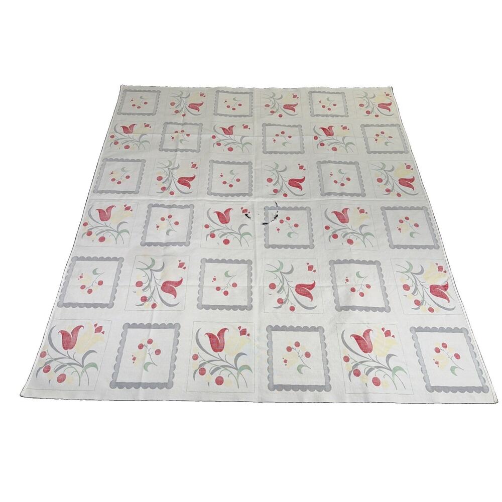 Vintage MCM Retro Tablecloth Outdoor Backyard Party Floral 54"x48" - Picture 8 of 8
